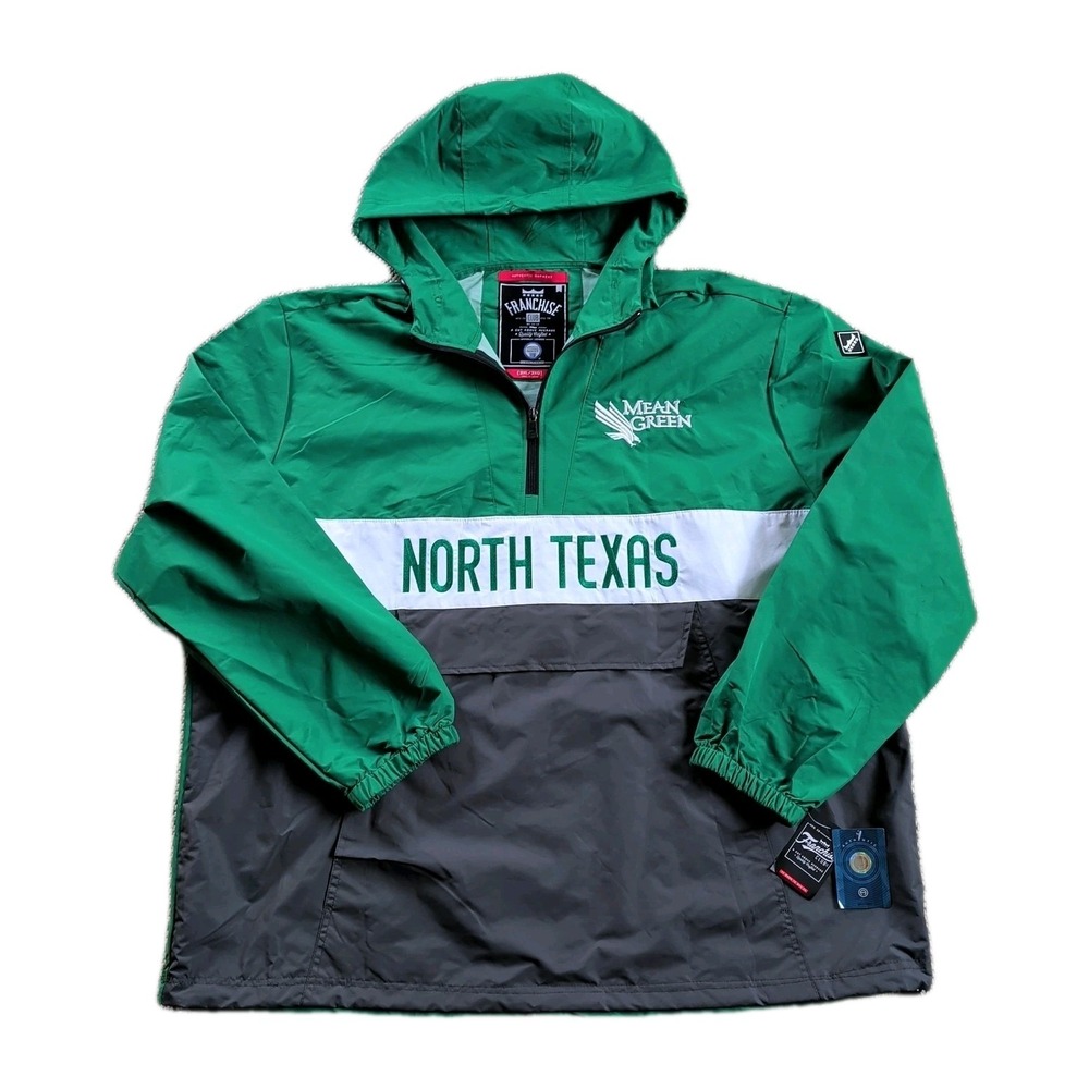 North Texas Mean Green Hooded Windshell Jacket Green 3XL Franchise Club UNT NEW